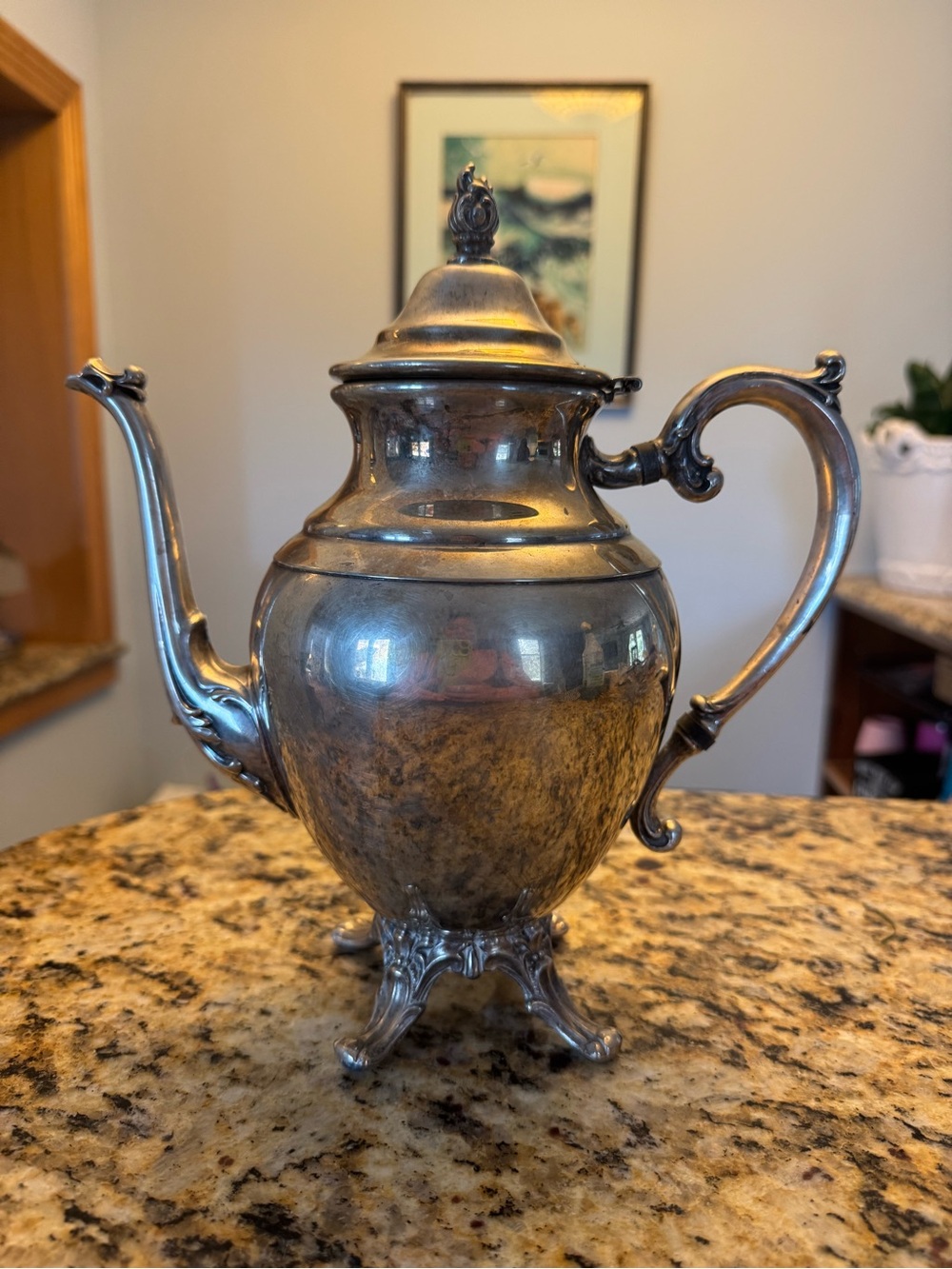W M Rogers Silver-Tone Serving Piece with Reflective Patina